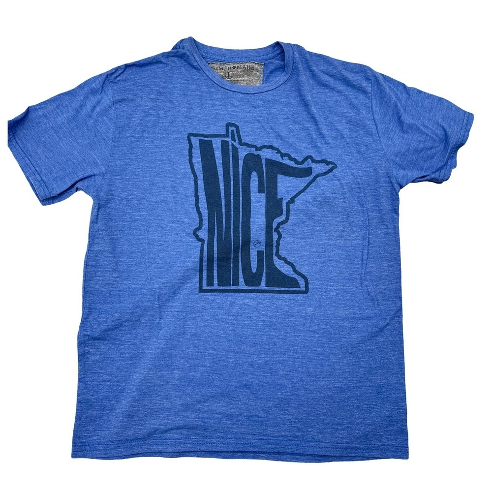 Hammer Made Minnesota Nice Graphic Tee Size L Blue Short Sleeve Tri Blend